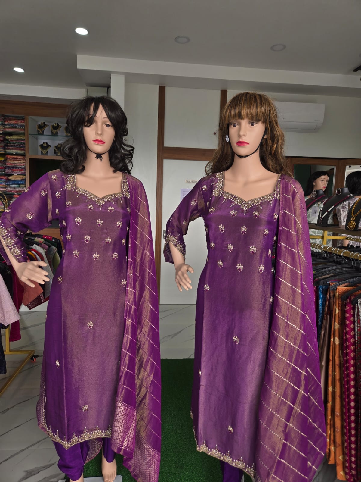 Stitched  silk salwar with heavy hand work...