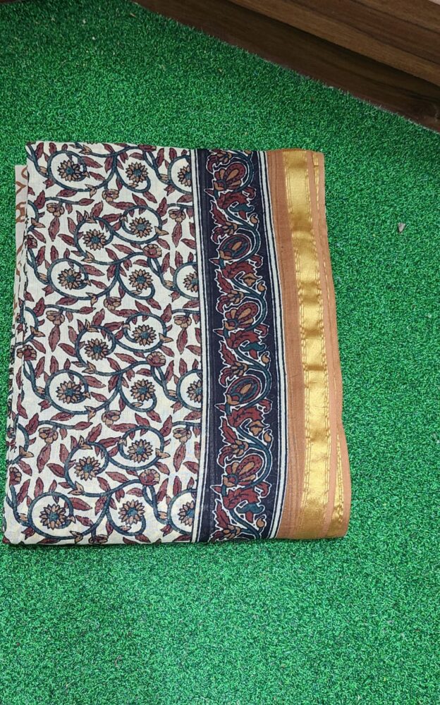 Cotton kalamkari print saree,