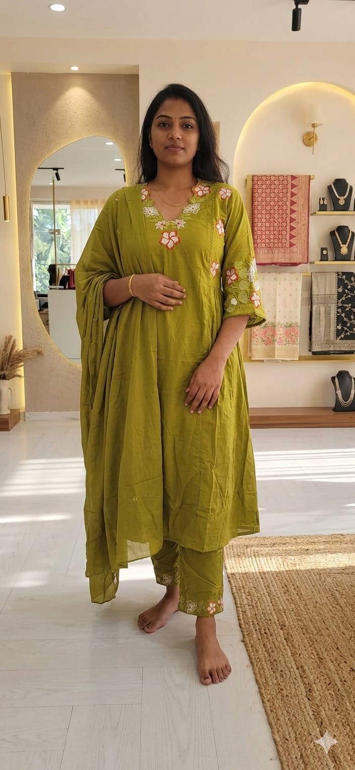 MEHENDI GREEN KURTHI SET