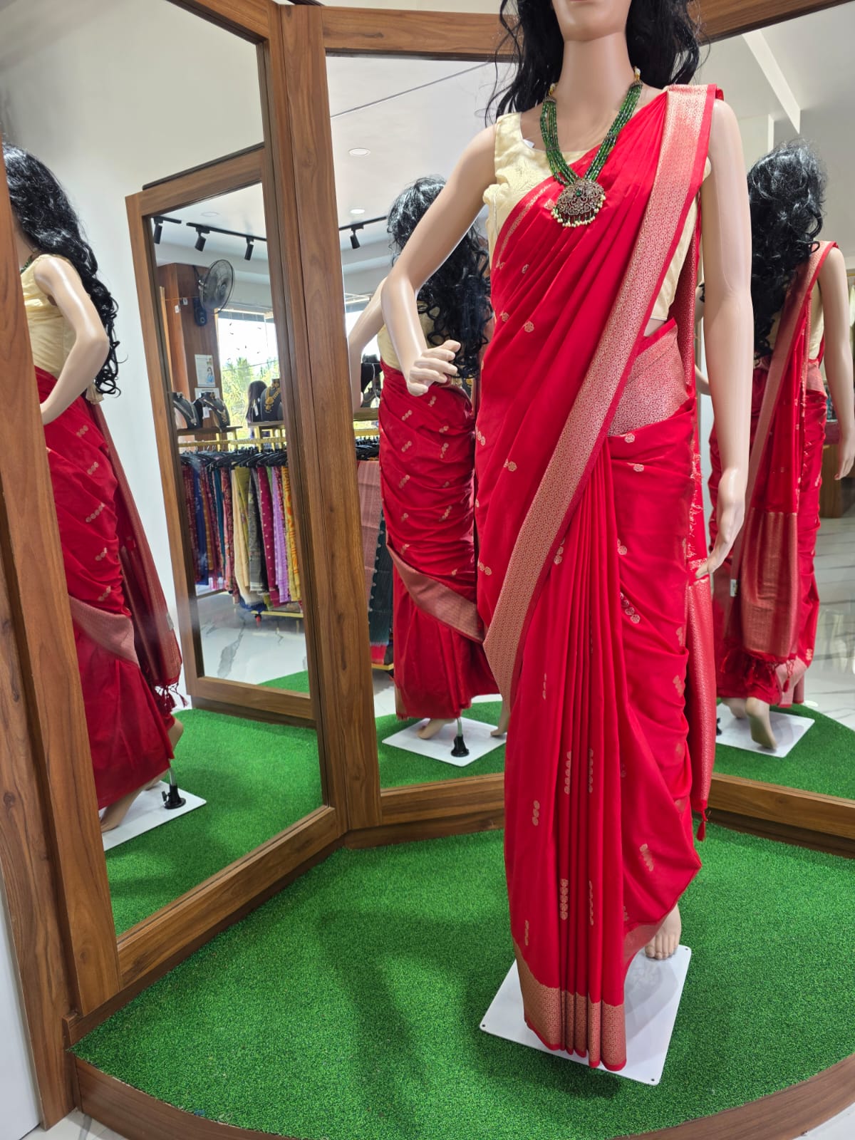 RED ORANGE BANARASI SILK SAREE