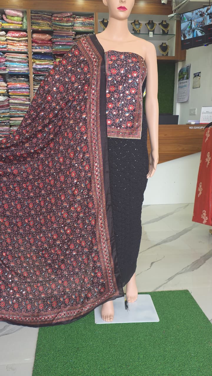 3 PIC  UNSTITCHED  CHURIDAR MATERIAL  WITH DUPATTA