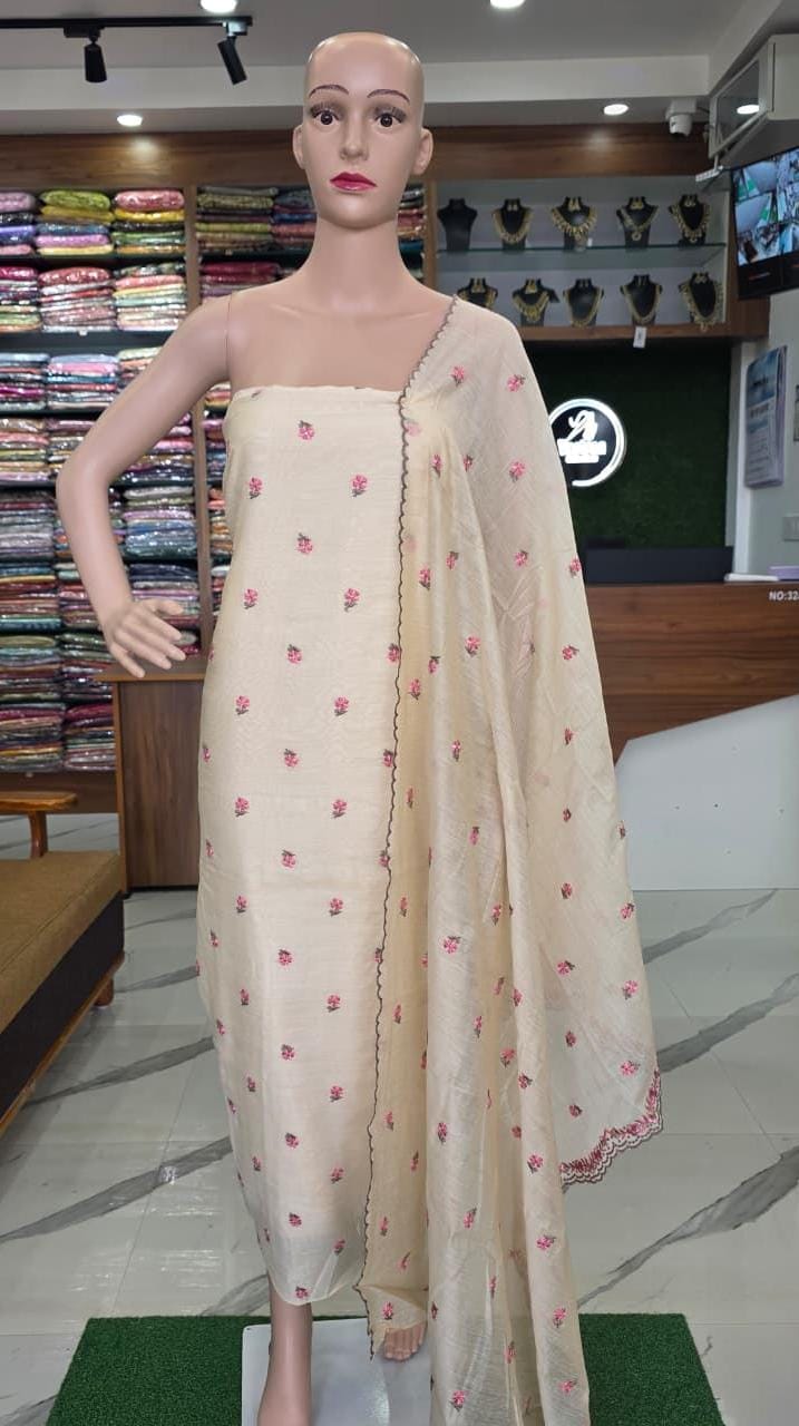 CHANDERI COTTAN UNSTITCHED CHURIDAR MATREIAL