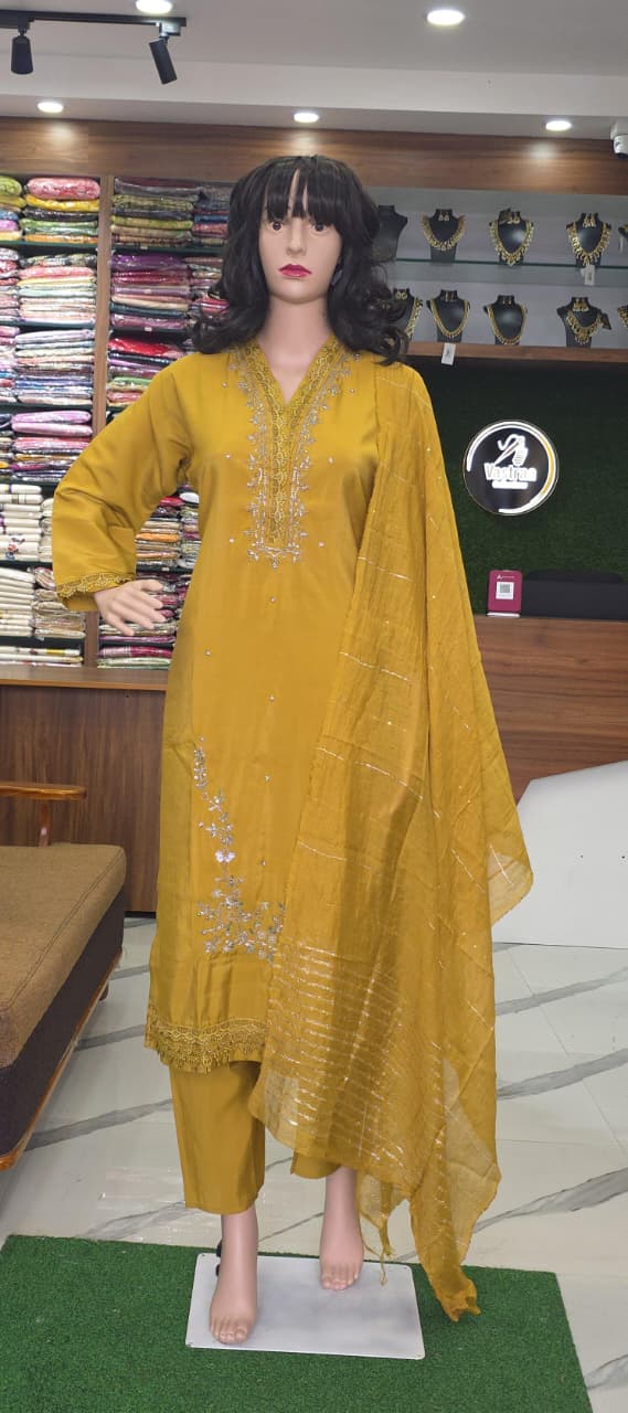 SEMI SILK KURTHI SET