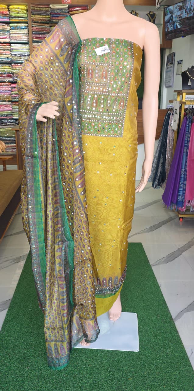 ORGANZA UNSTITCHIED SALWAR SET