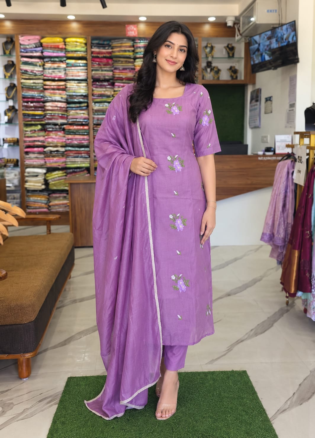 MAL CHANDERI 3 PICS SALWAR SET
