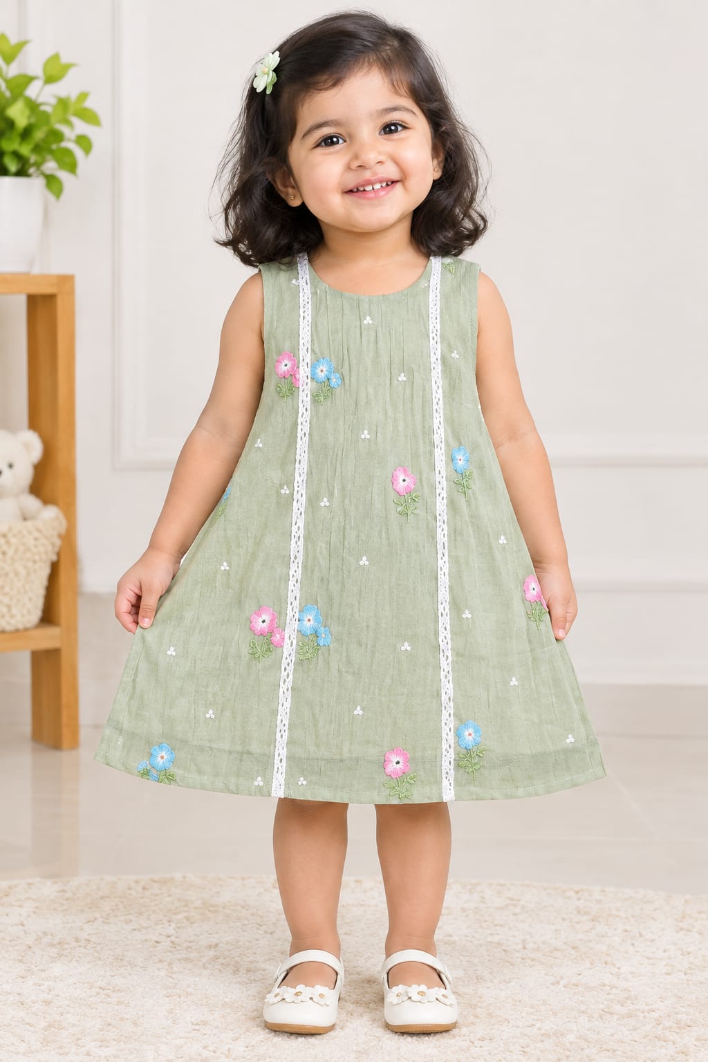 MUL CHANDERI KIDS FROCK