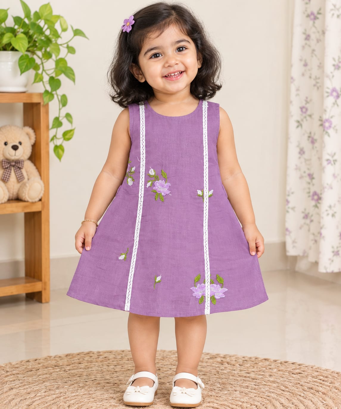 MUL CHANDERI KIDS FROCK