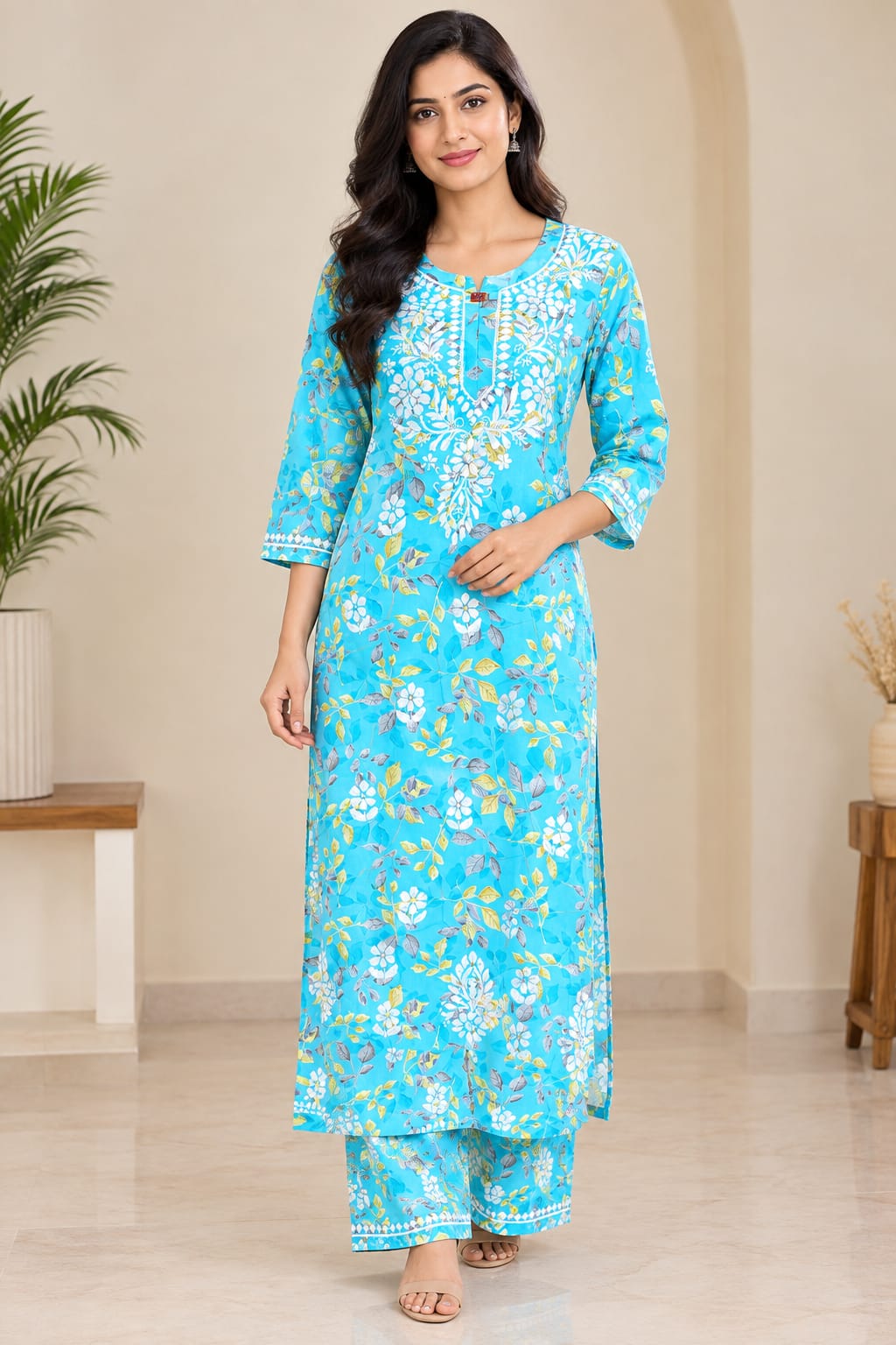 CHIKANKARI 2 PIECE KURTHI SET